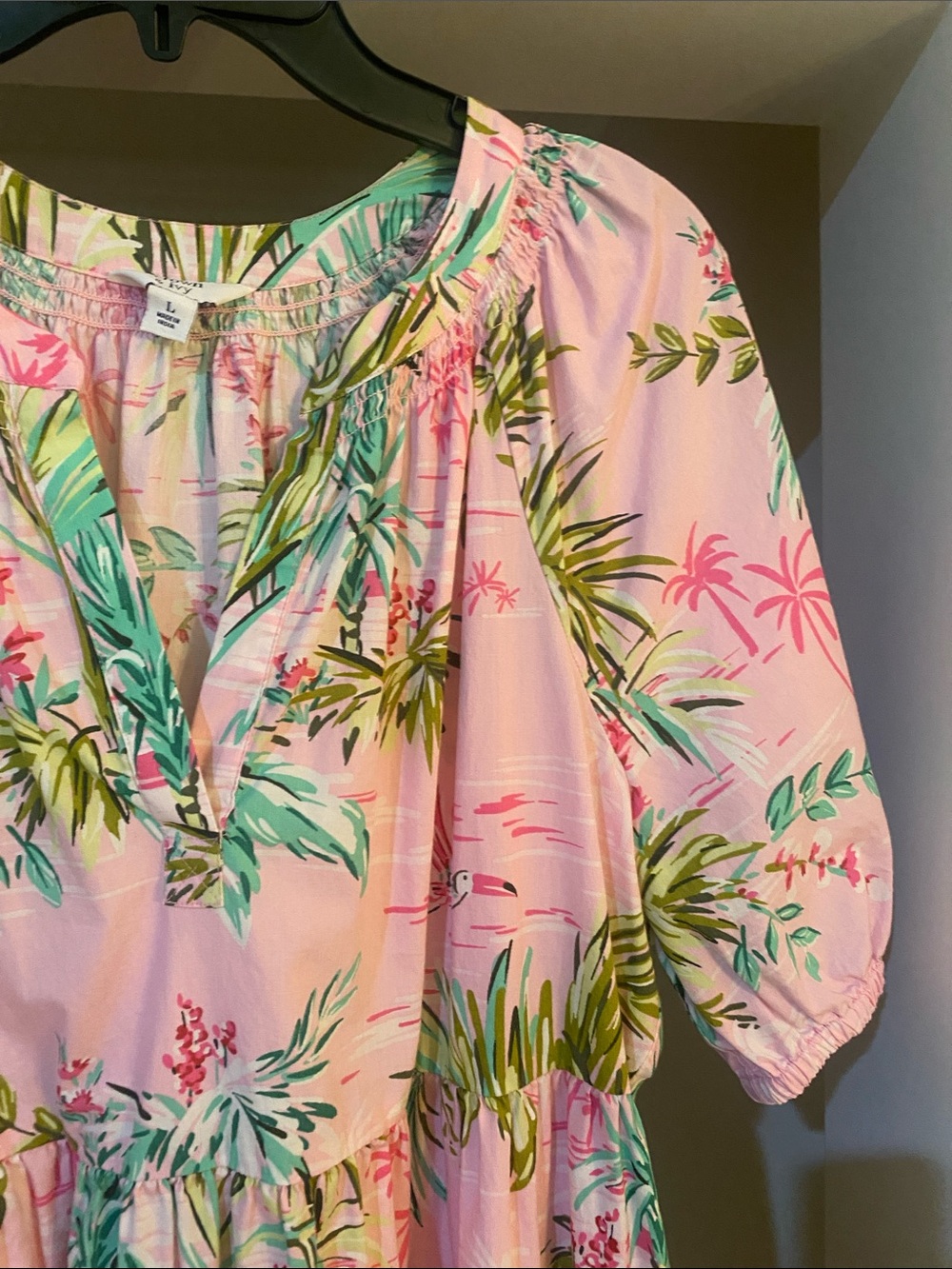 crown & ivy Pink Tropical Tiered Midi Dress - Picture 3 of 12